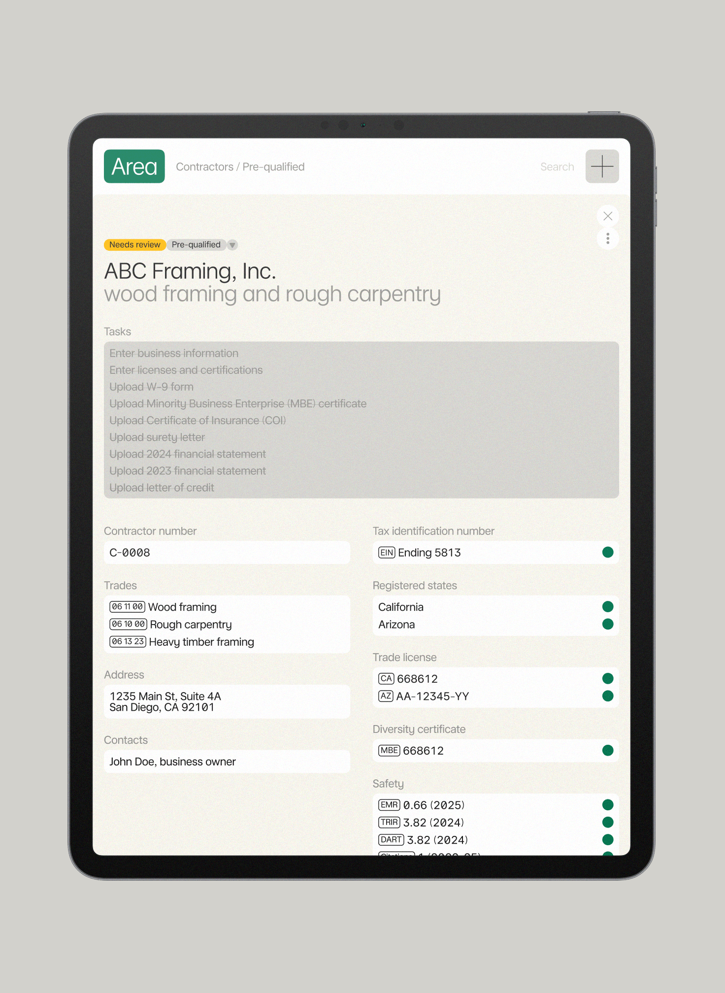 Gather compliance information and docs through an onboarding form
